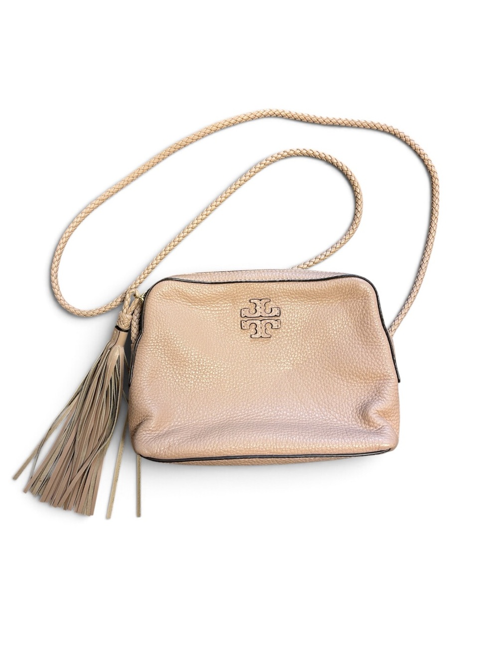 Tory Burch Taylor Leather Camera Bag Crossbody Clean EUC Devon Sand Nude Blush